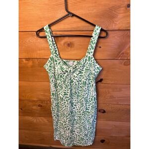 Boden Green White Sleeveless Tank Dress US 10R Floral Summer Casual‎ Mini Pocket